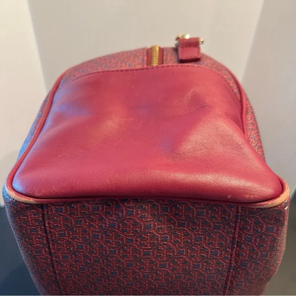 Tory Burch Doctor Bag Logo Pattern Burgundy